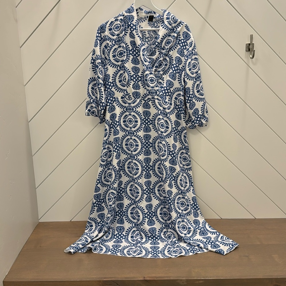 Blue and White Midi Dress